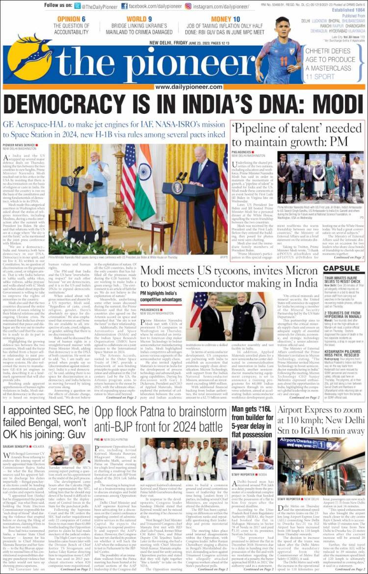 Portada de The Pioneer (India)
