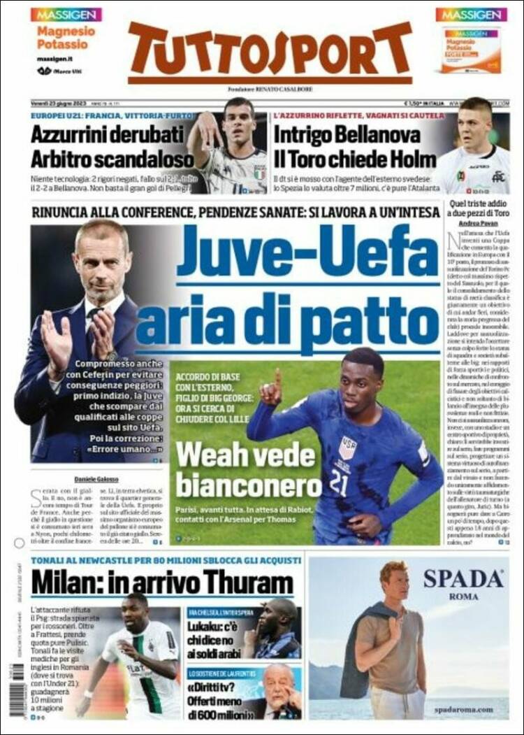 Portada de Tuttosport (Italia)