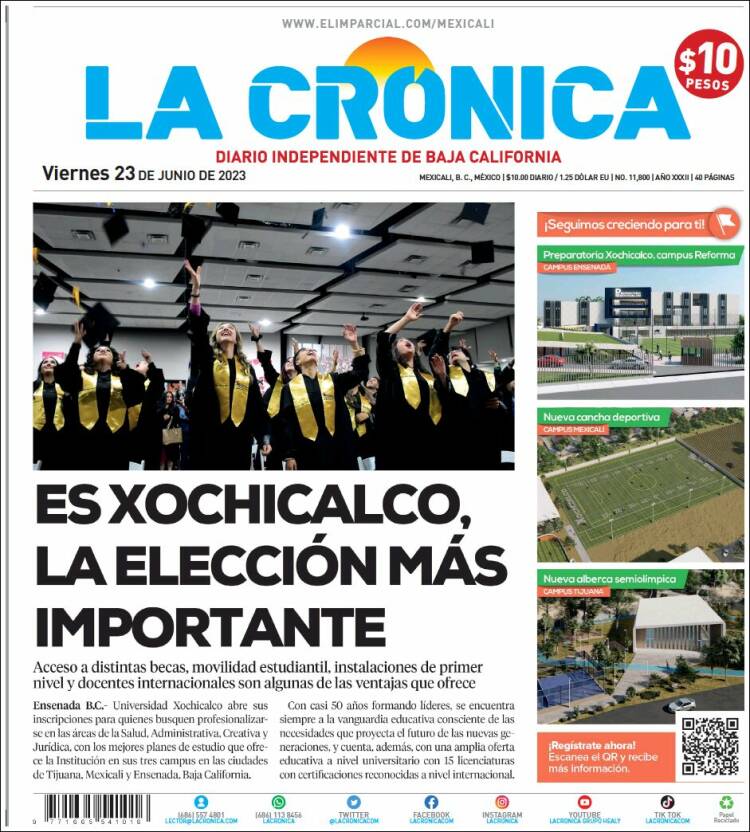 Portada de La Crónica de Baja California (M&eacute;xico)
