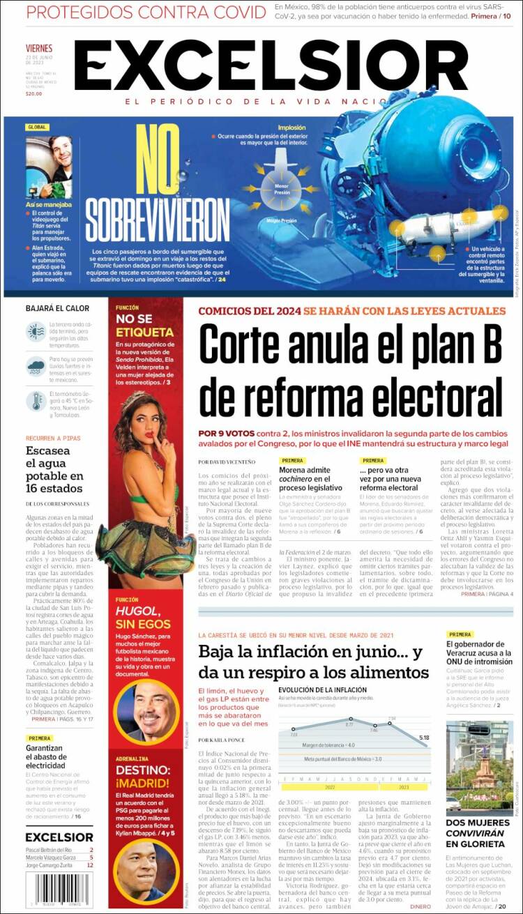 Portada de Excelsior (M&eacute;xico)
