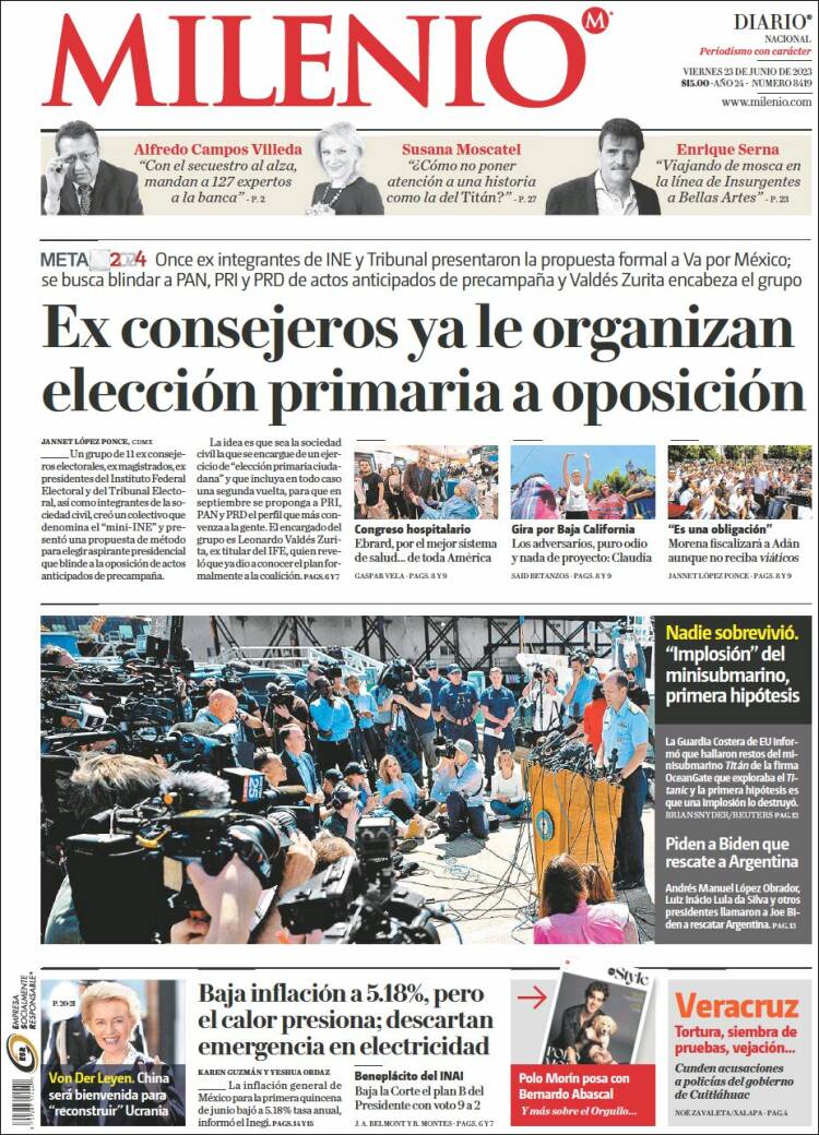 Portada de Milenio (M&eacute;xico)