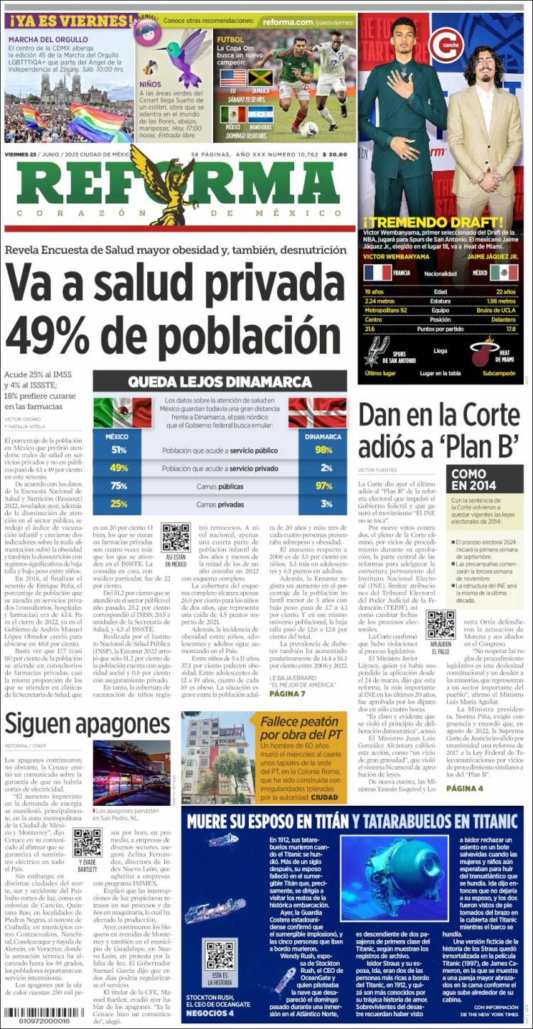 Portada de Reforma (M&eacute;xico)