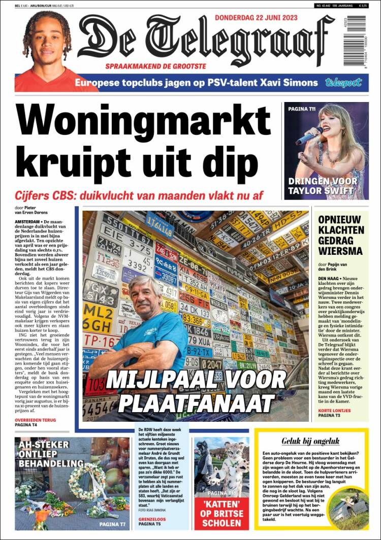 Portada de De Telegraaf (Pa&iacute;ses Bajos)