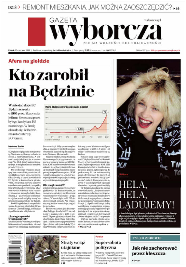 Portada de Gazeta Wyborcza (Pologne)