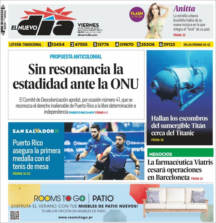 Portada de El Nuevo Día (Puerto Rico)