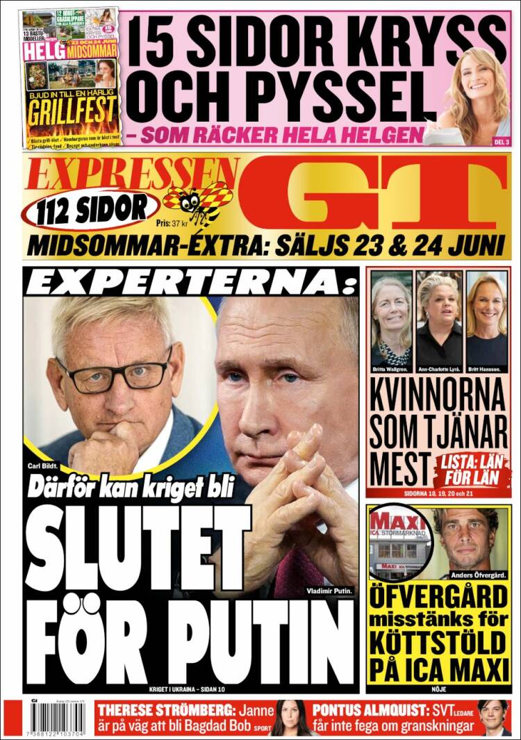 Portada de Göteborgstidningen (Suecia)