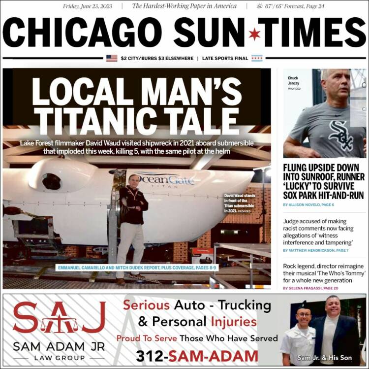 Portada de Chicago Sun-Times (USA)