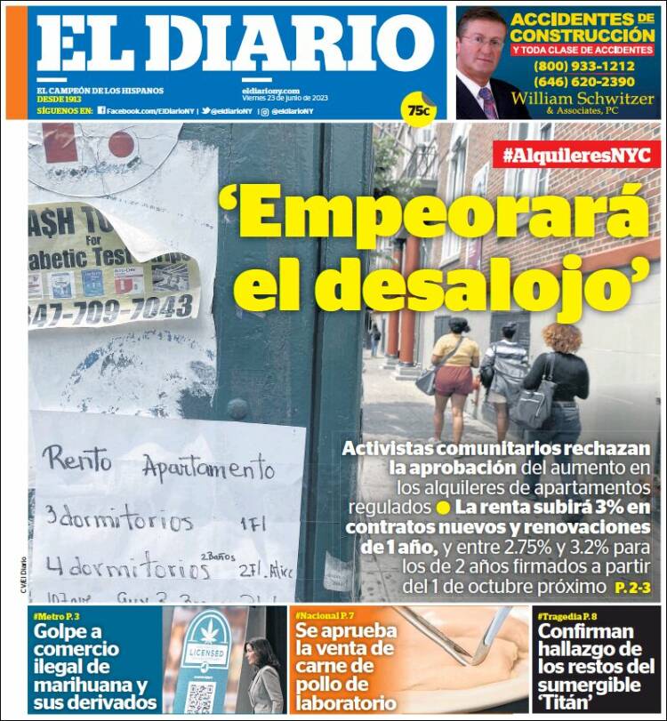 Portada de El Diario NY (USA)