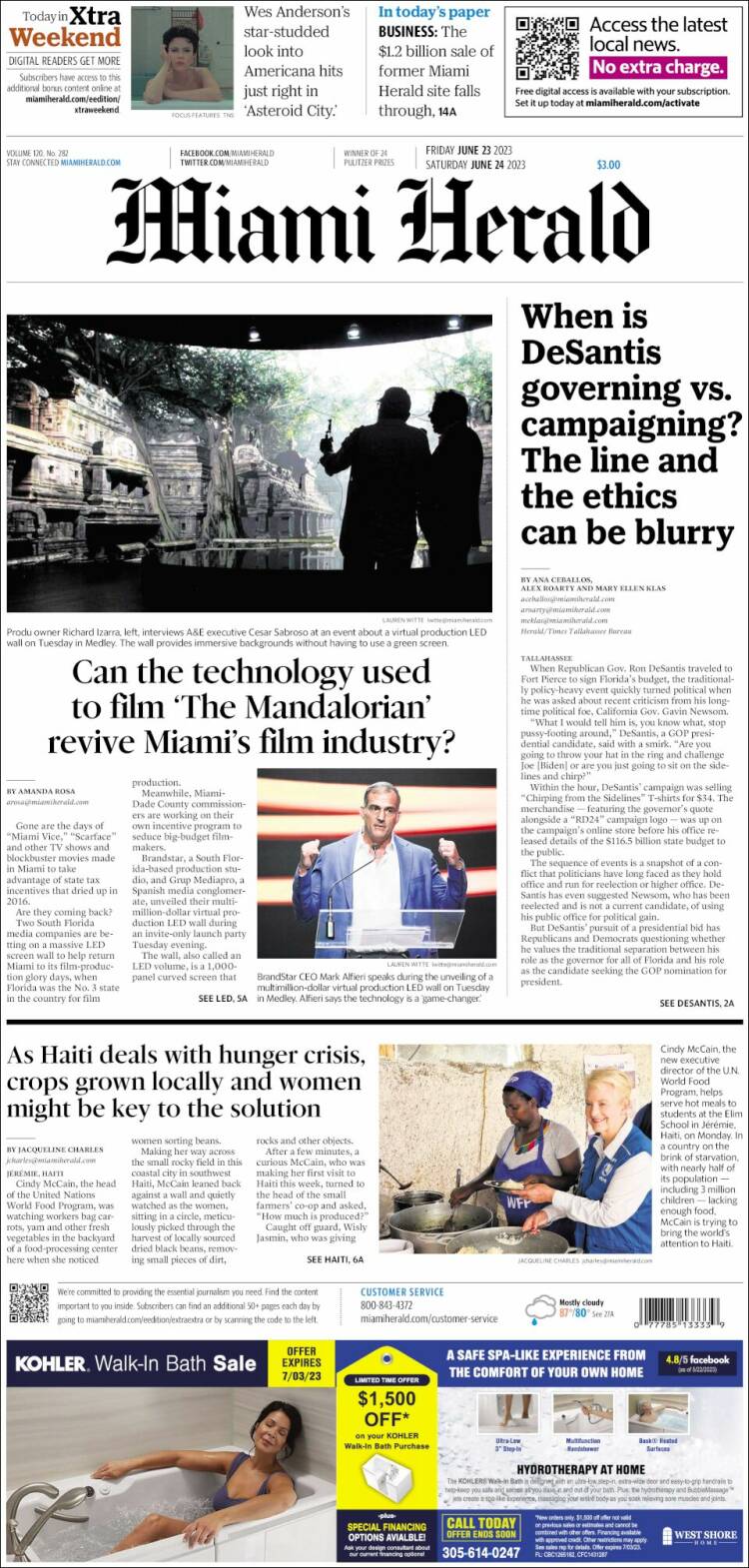 Portada de Miami Herald (USA)