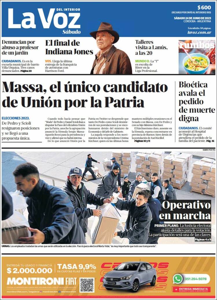 Portada de La Voz del Interior (Argentina)