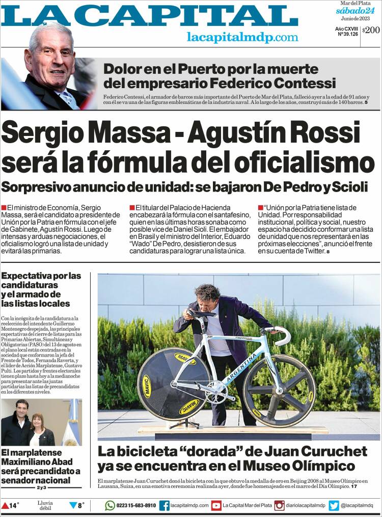 Portada de Diario La Capital - Mar del Plata (Argentina)