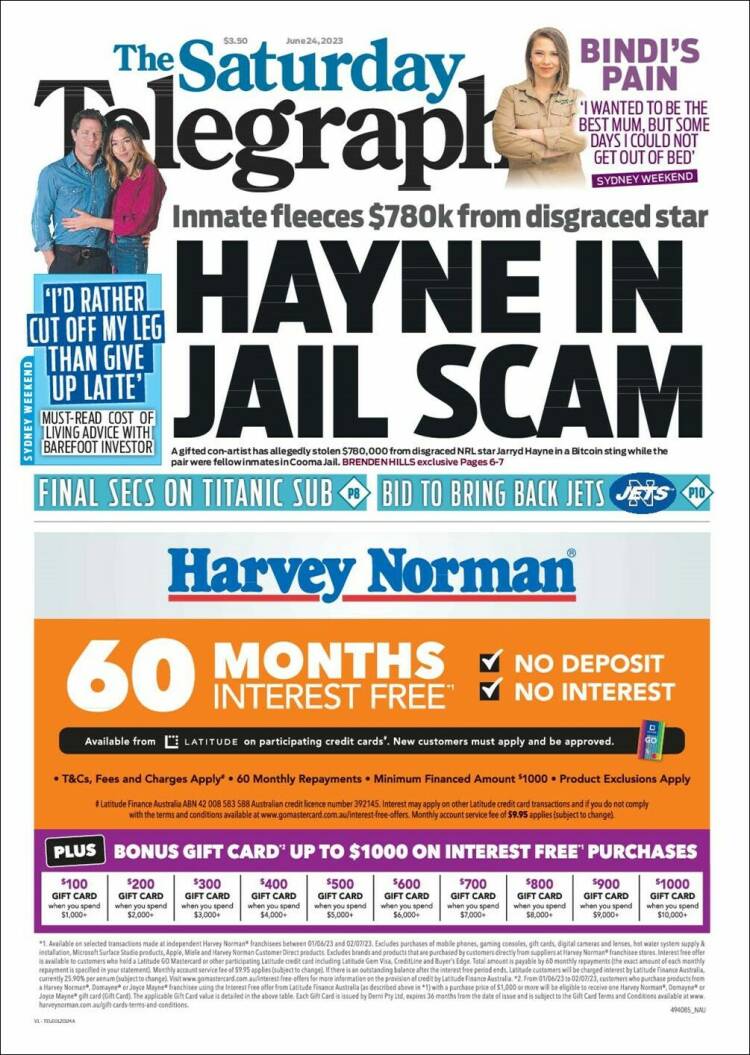 Portada de The Daily Telegraph (Australia)