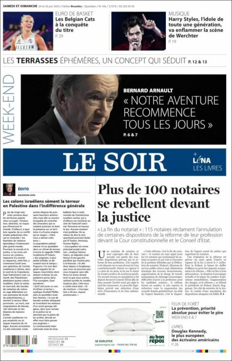 Portada de Le Soir (B&eacute;lgica)