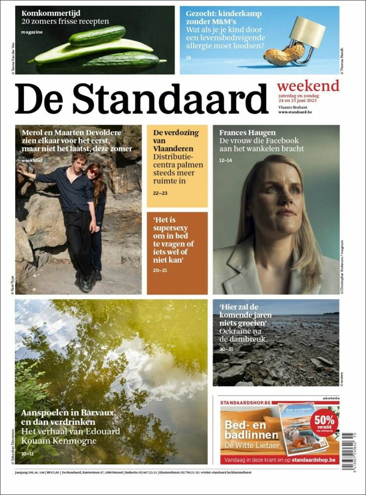 Portada de De Standaard (B&eacute;lgica)