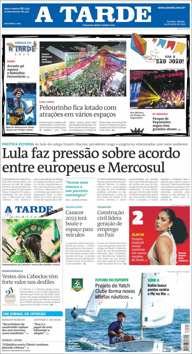 Portada de Diário A Tarde (Brasil)