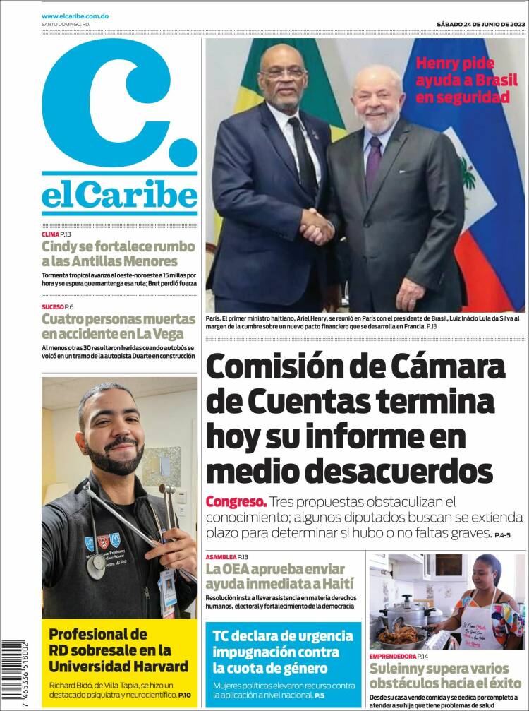 Portada de El Caribe (R. Dominicana)