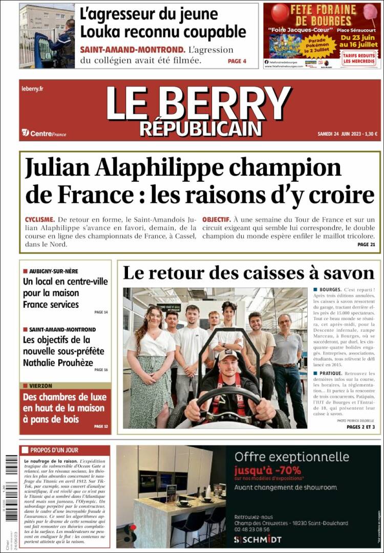 Portada de Berry Republicain (Francia)