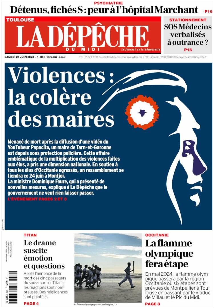 Portada de La Dépêche du Midi (Francia)