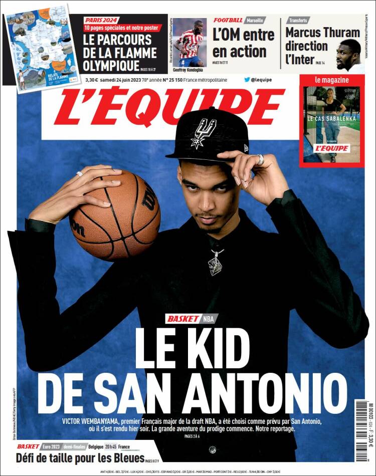 Portada de L'Equipe (Francia)