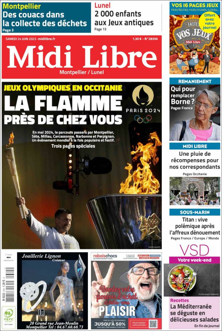 Portada de Midi Libre (Francia)