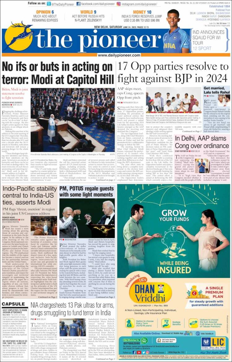 Portada de The Pioneer (India)