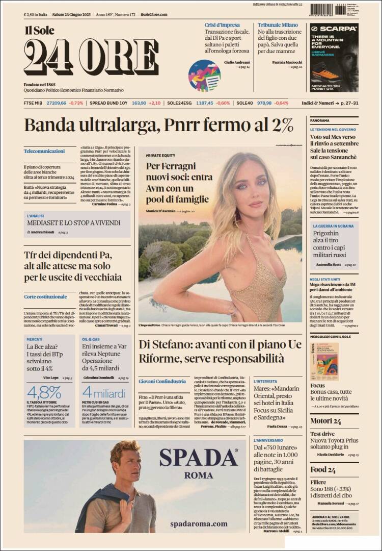 Portada de Il Sole 24 ORE (Italia)
