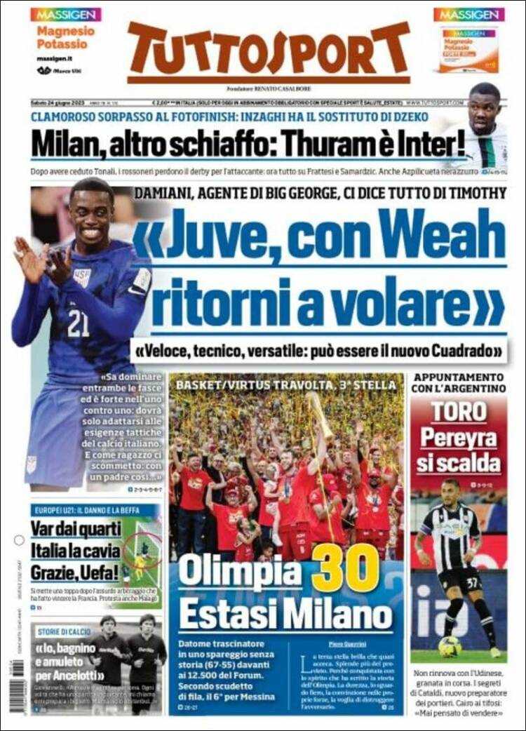 Portada de Tuttosport (Italia)