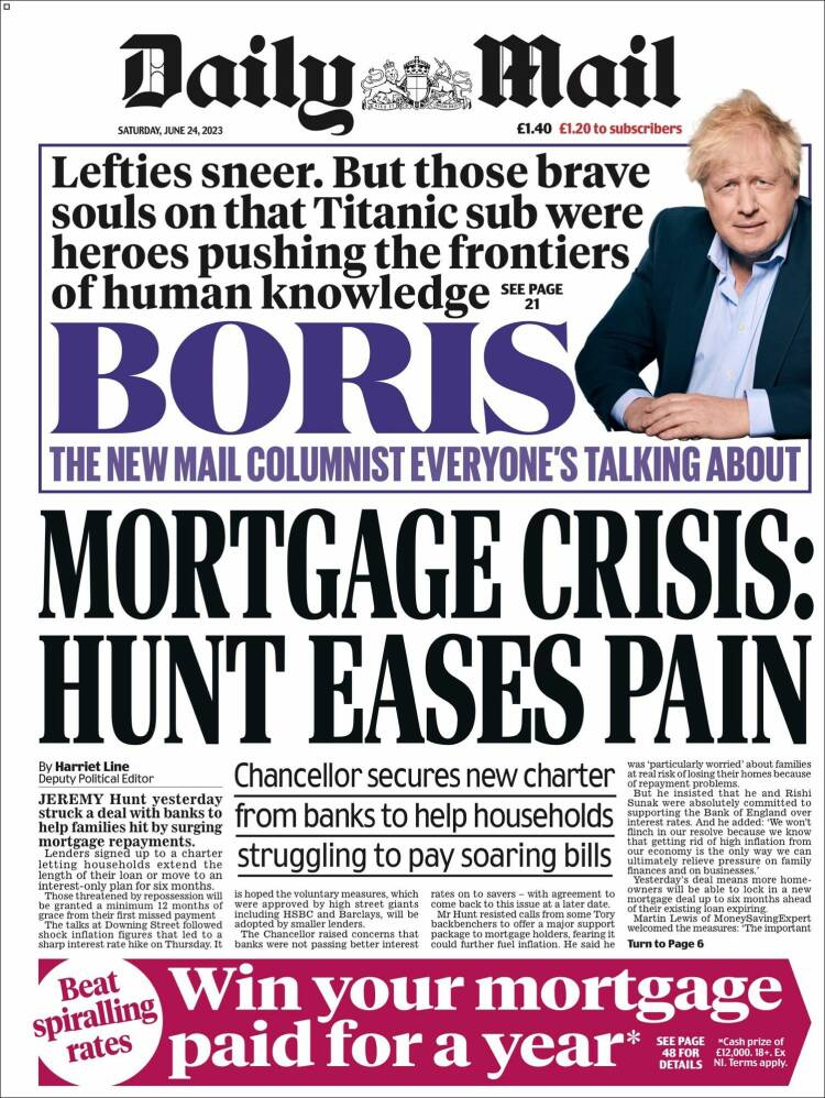 Portada de Daily Mail (Reino Unido)