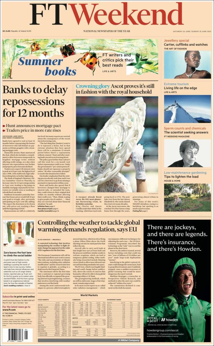 Portada de Financial Times (Reino Unido)