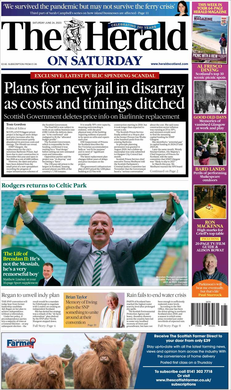 Portada de The Herald (Reino Unido)