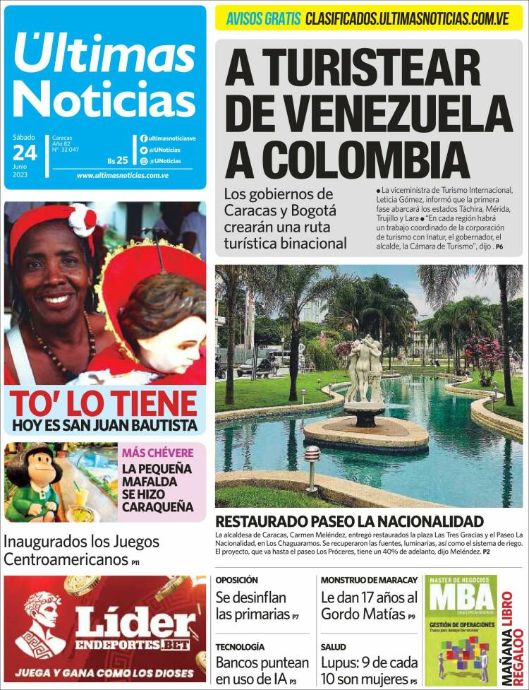 Portada de Últimas Noticias (Venezuela)