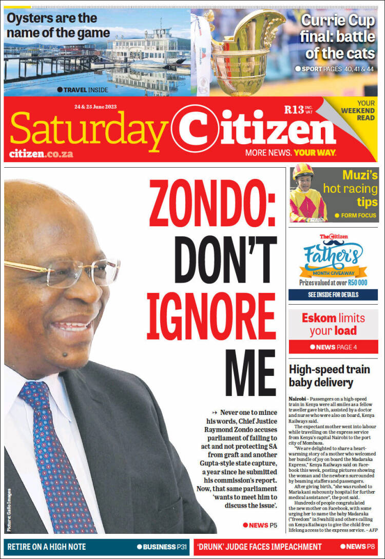 Portada de The Citizen (Sud&aacute;frica)