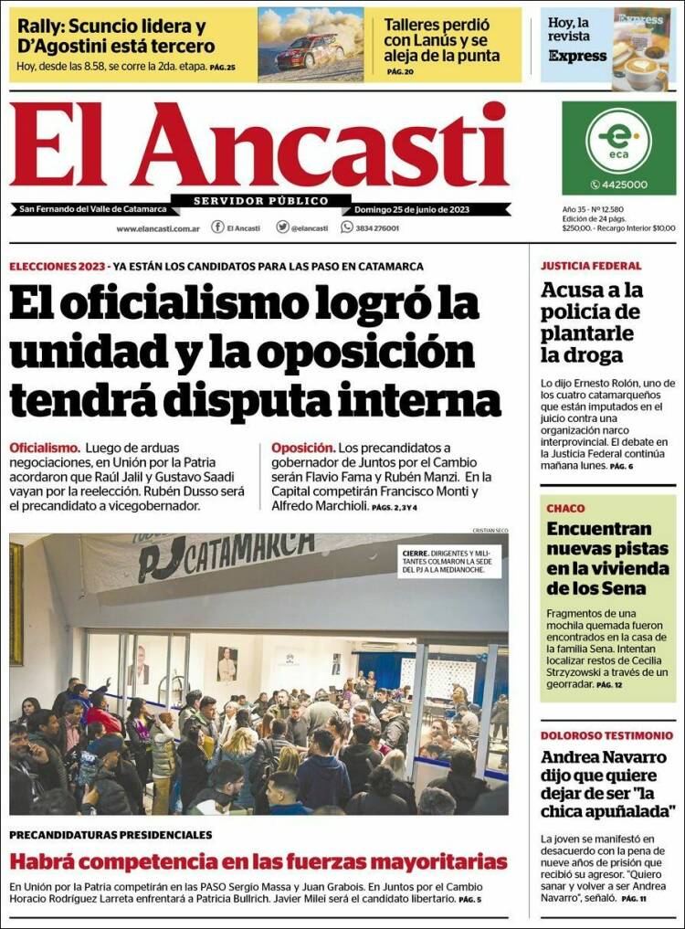 Portada de El Ancasti (Argentina)