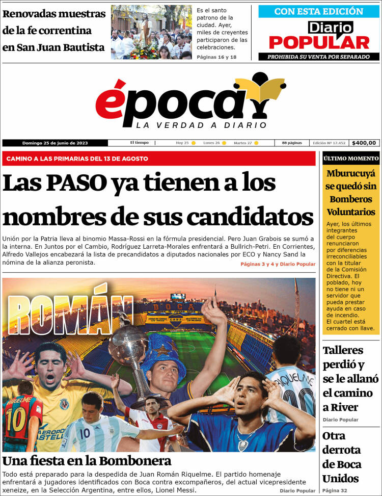 Portada de Diario Época (Argentina)