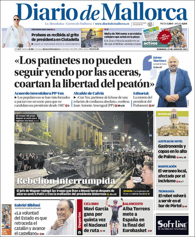 Portada de Diario de Mallorca (España)