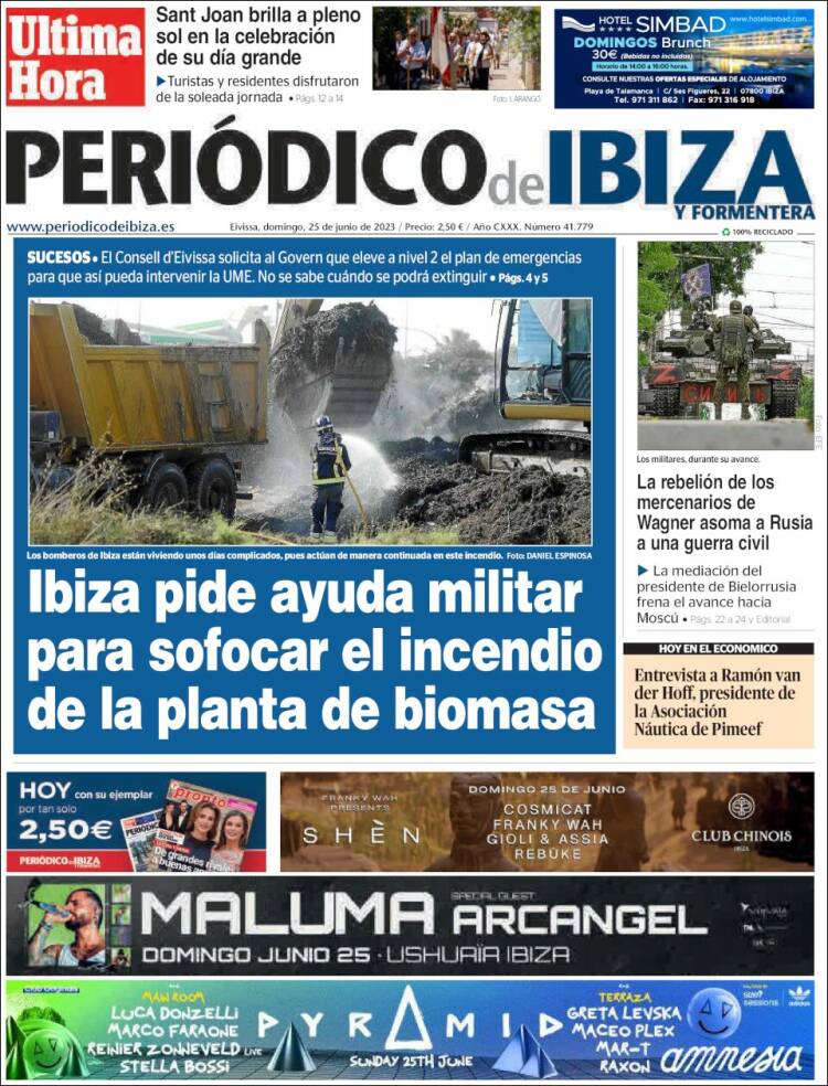 Portada de Periódico de Ibiza (España)