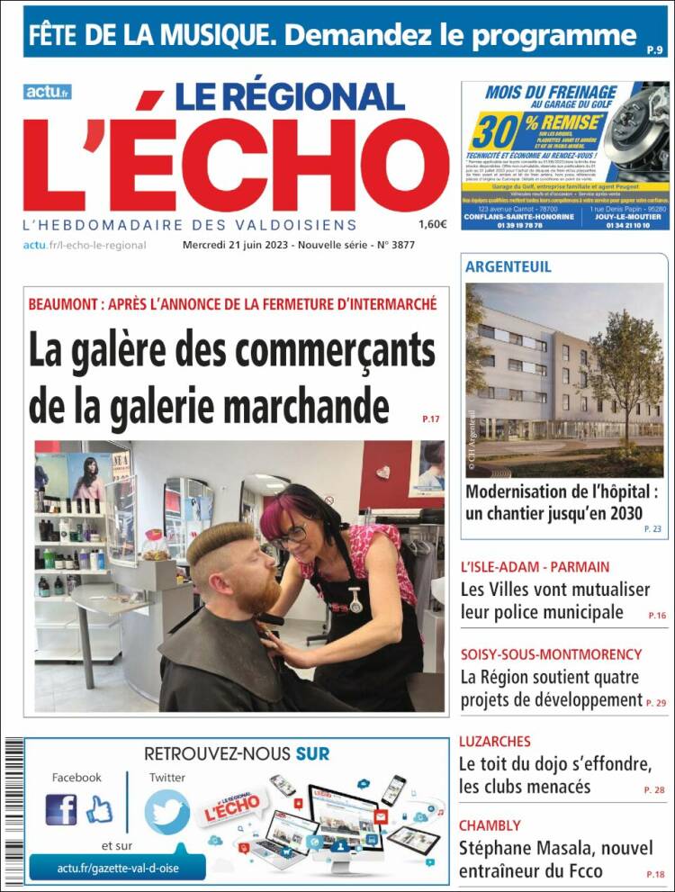 Portada de L'Echo de la Haute-Vienne (Francia)