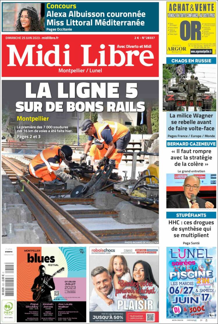 Portada de Midi Libre (Francia)