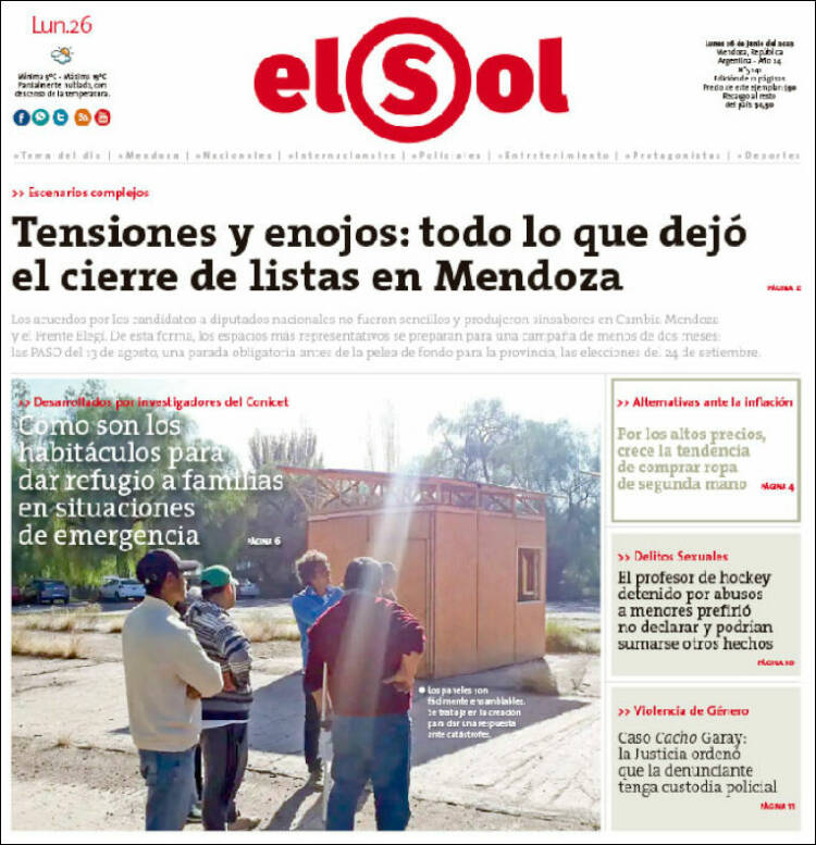 Portada de El Sol Diario (Argentina)