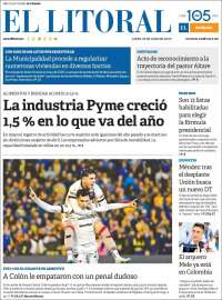 Portada de Diario El Litoral (Argentina)