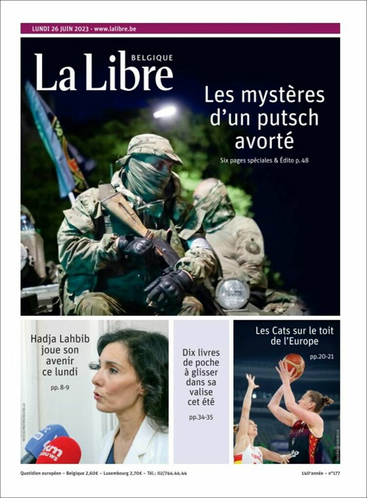 Portada de La Libre.be (B&eacute;lgica)