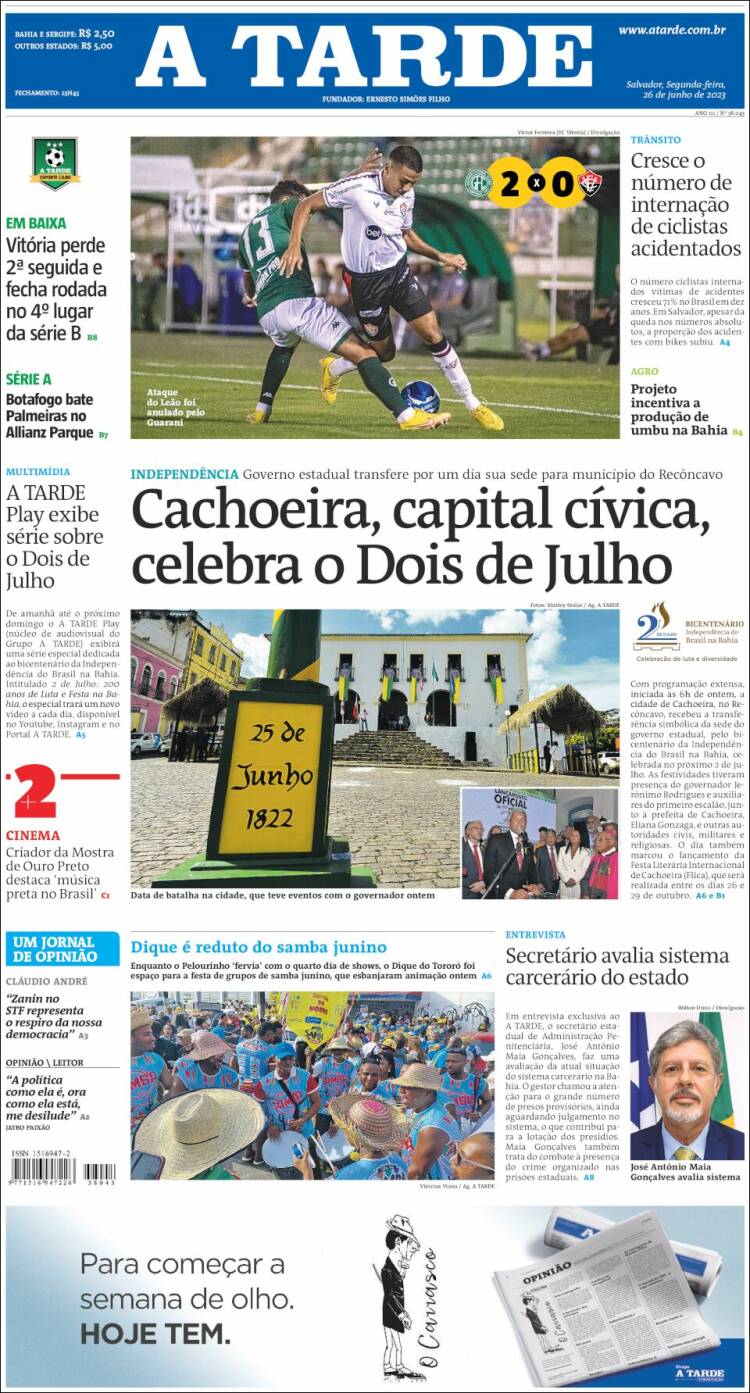 Portada de Diário A Tarde (Brasil)