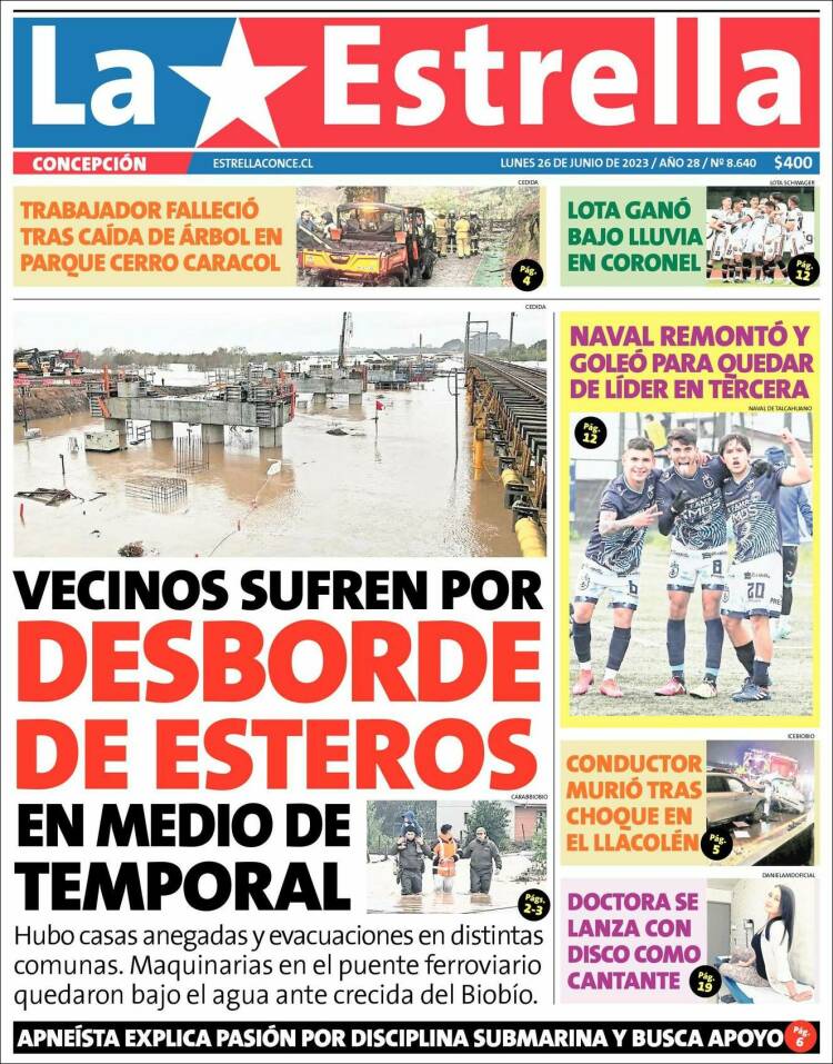 Portada de La Estrella de Concepción (Chile)