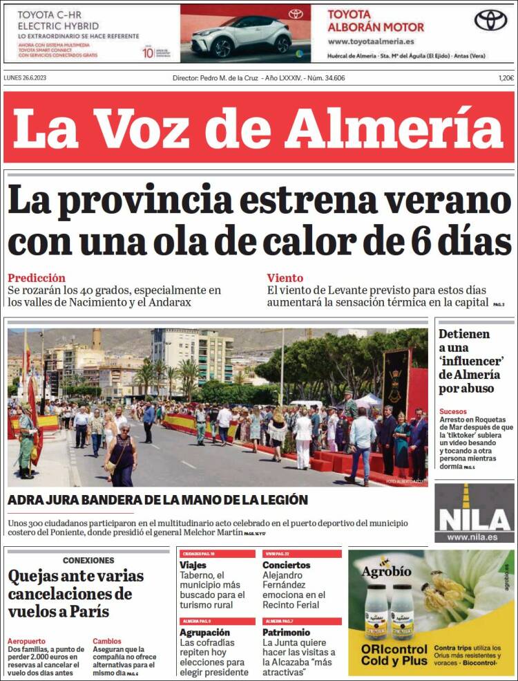 Portada de La Voz de Almería (España)