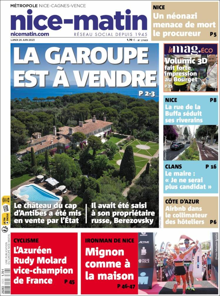 Portada de Nice-Matin (Francia)