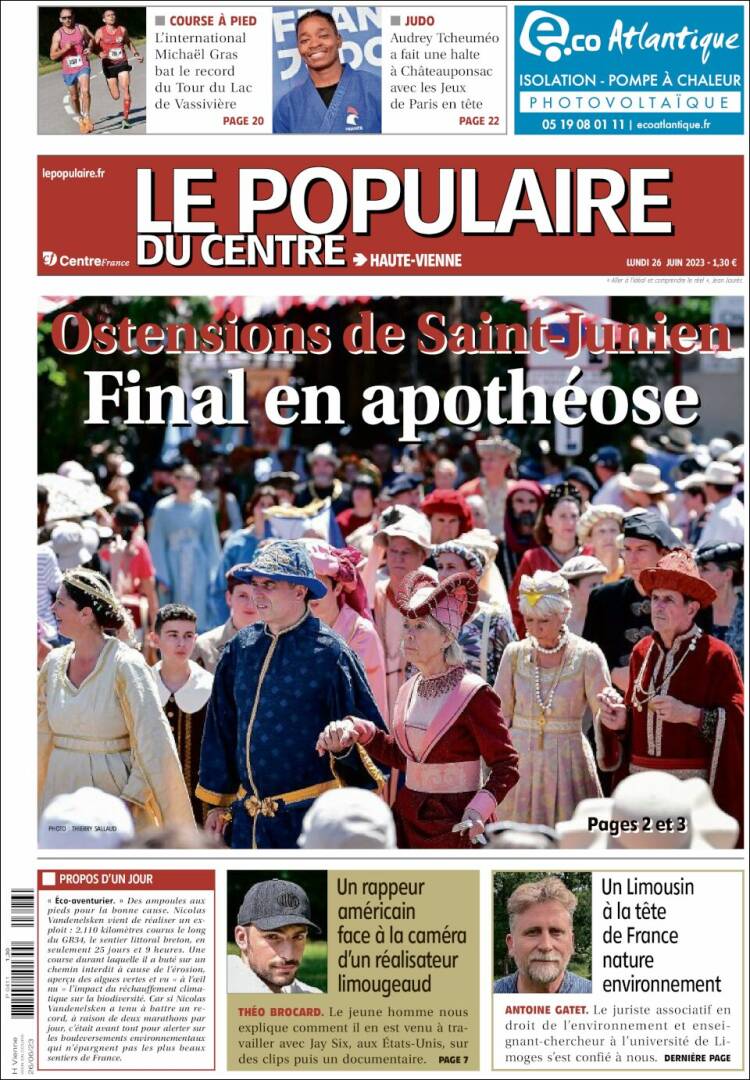 Portada de Le Populaire du Centre (Francia)