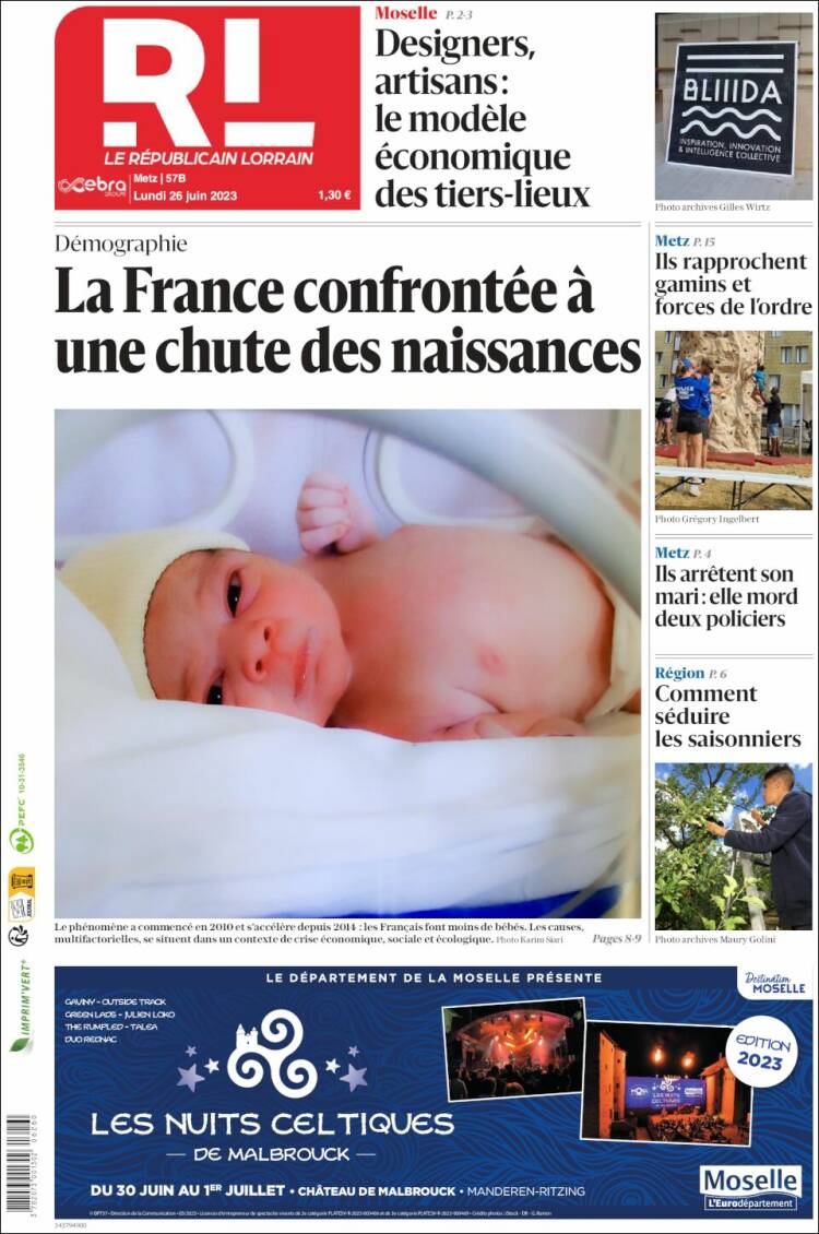 Portada de Le Republicain Lorrain (Francia)