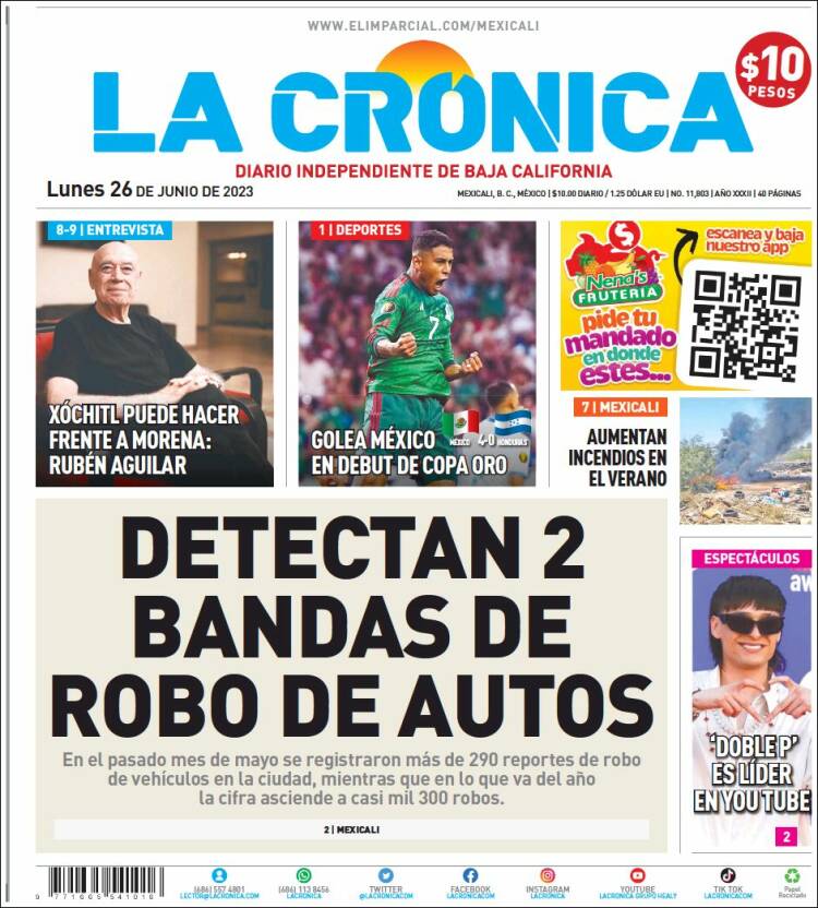 Portada de La Crónica de Baja California (México)