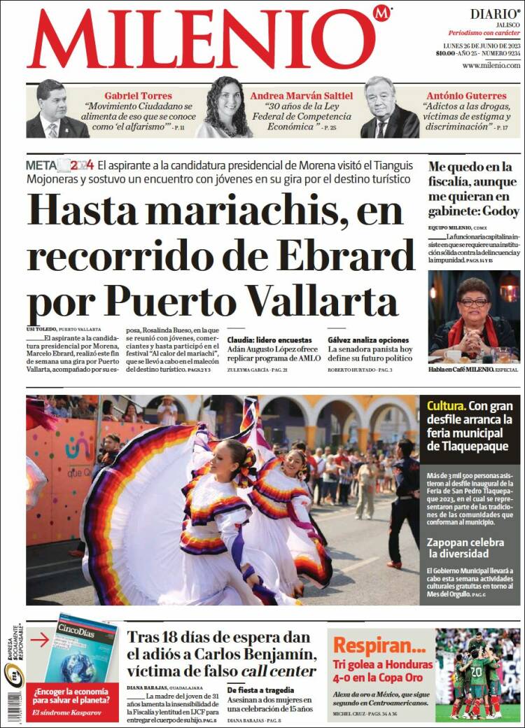 Portada de Milenio - Jalisco (México)