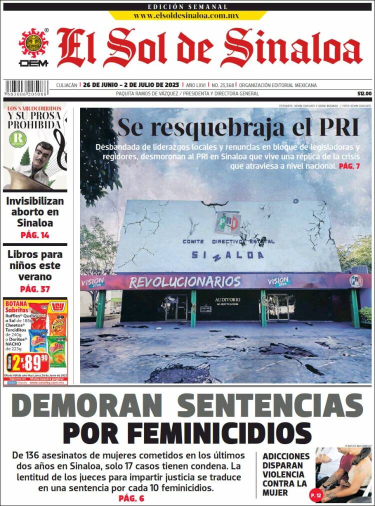 Portada de El Sol de Sinaloa (México)